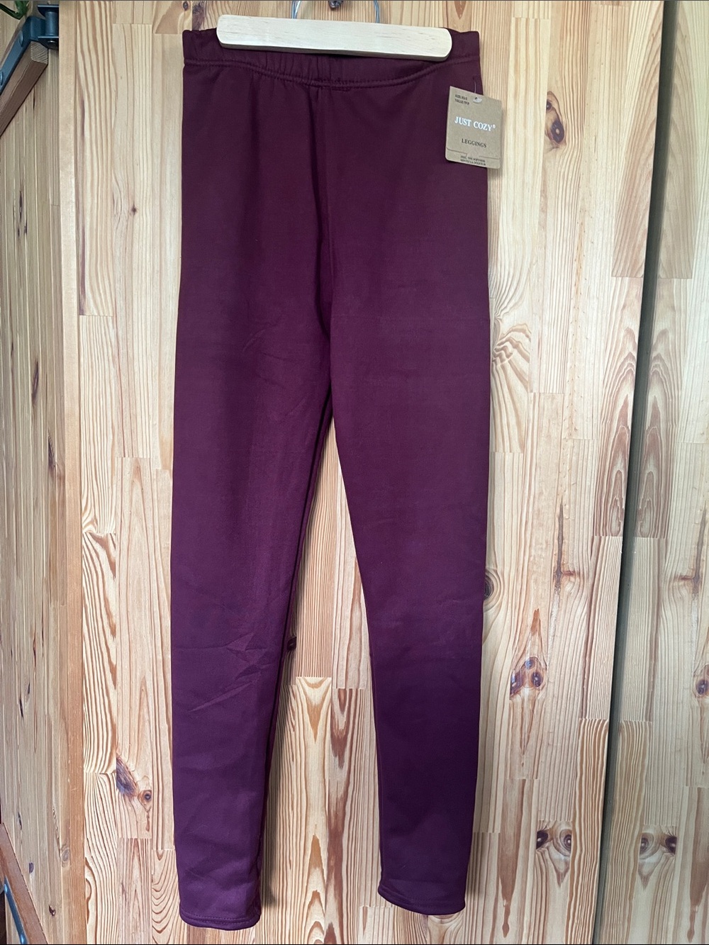 Just Cozy maroon fleece-lined leggings (size XS-S)
